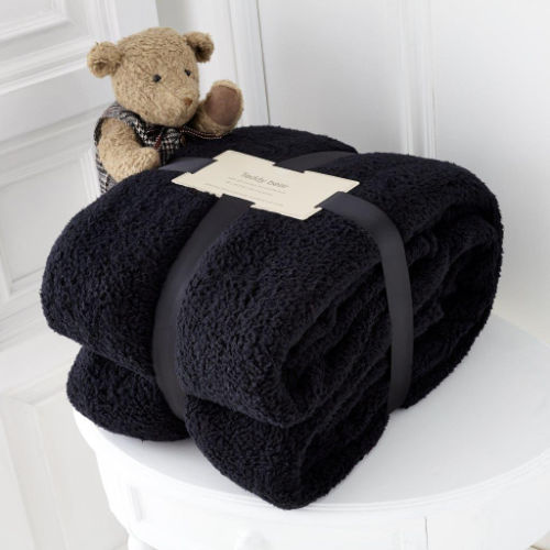 Teddy Collection Throw 130cm x 180cm Black