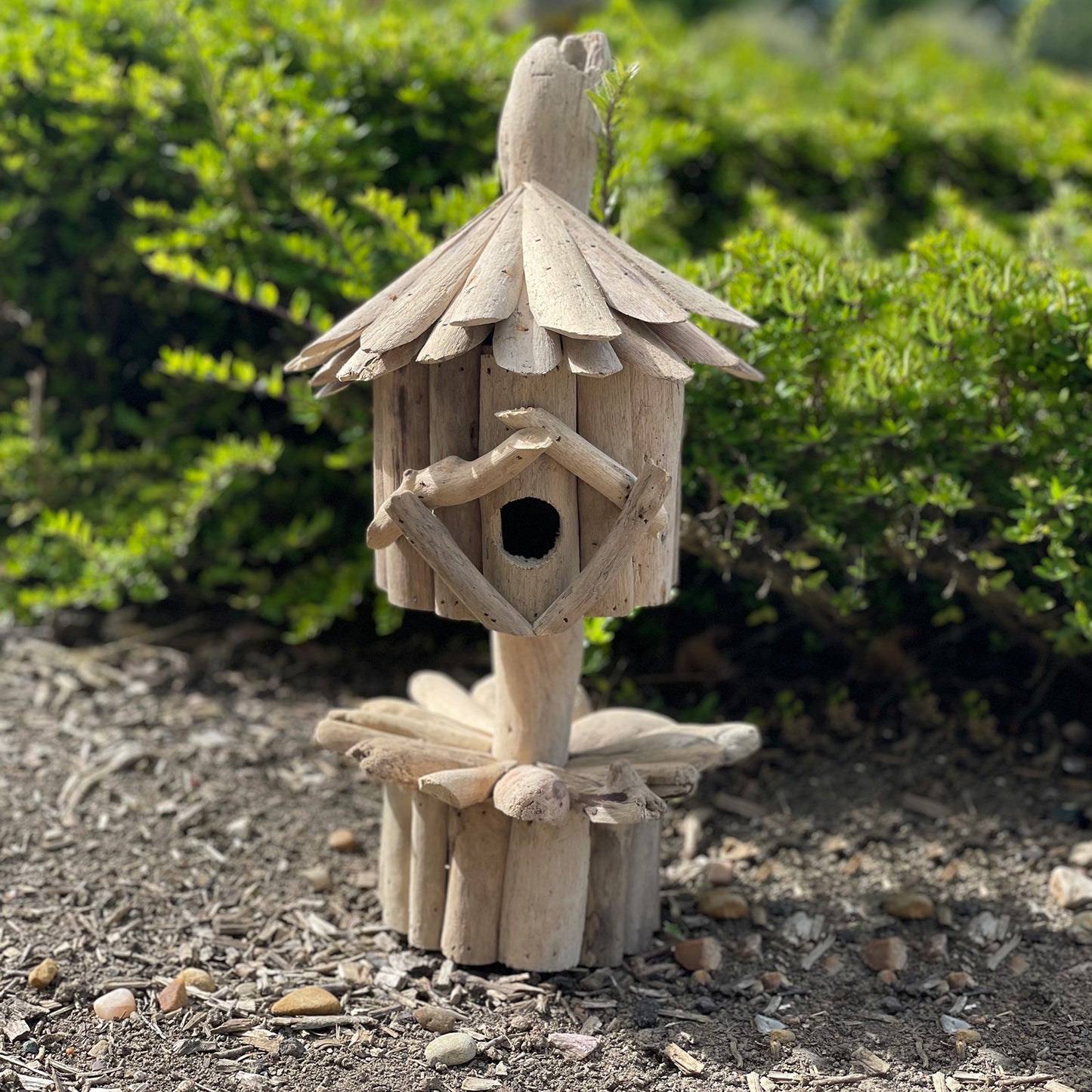 Driftwood Birdbox - On Stand