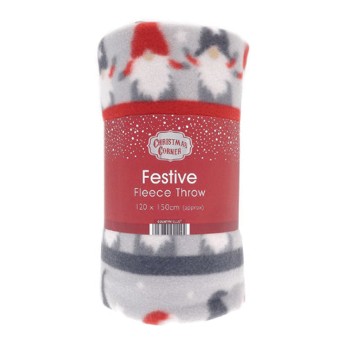 Festive Skandi Gonk Design Fleece Throws 120x150cm