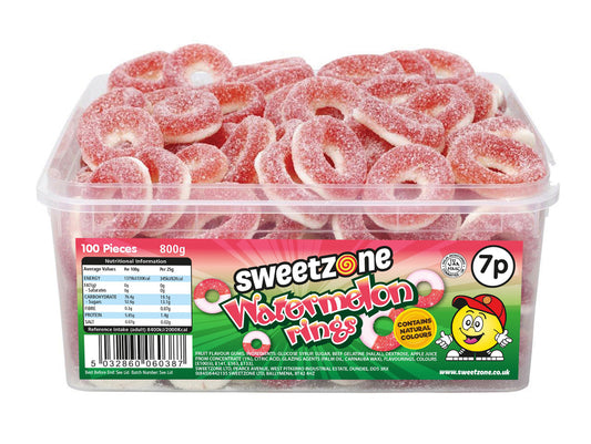 Sweetzone Watermelon Rings 7p Tub 800g