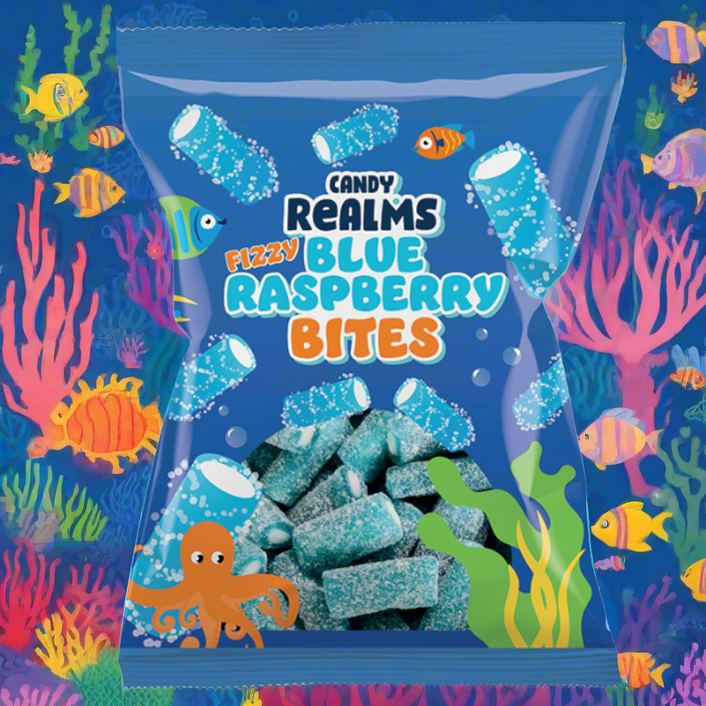 Candy Realms Fizzy Blue Raspberry Bites Bag 170g