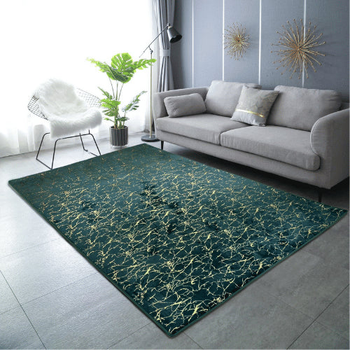 Emerald Green Contemporary Metallic Design Rug