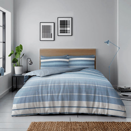 Snoozeville Block Stripes Blue Duvet Set