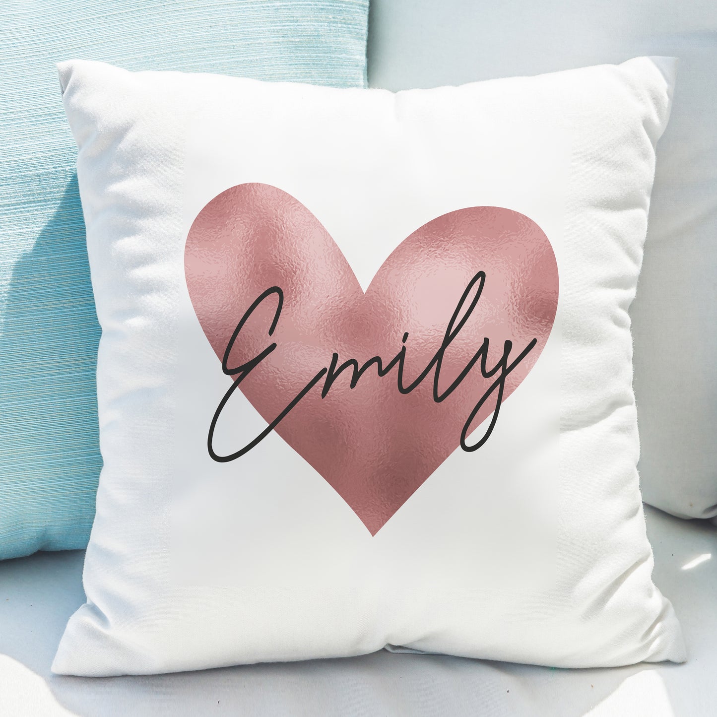 Personalised Name Only Rose Gold Heart Cushion