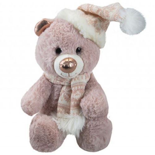 20cm Rose Gold Sitting Bear Soft Toy