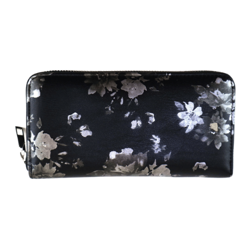 Adana Flower Print Zip Purse Grey