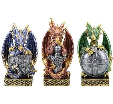 3asst Dragon Armoury Resin Statue 10cm