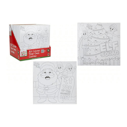 Colour Your Own Elf Canvas 25cm x 25cm 2 Assorted