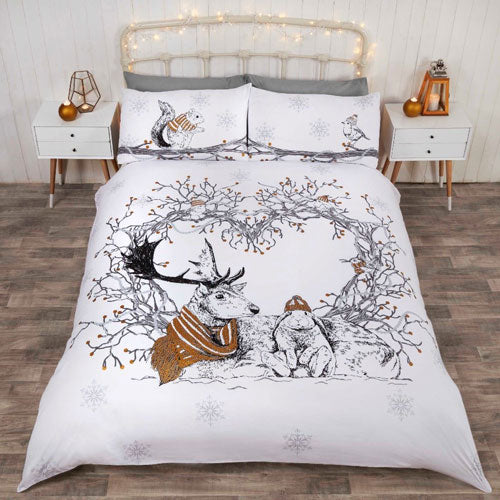 Stag And Friends Christmas Duvet Set SINGLE