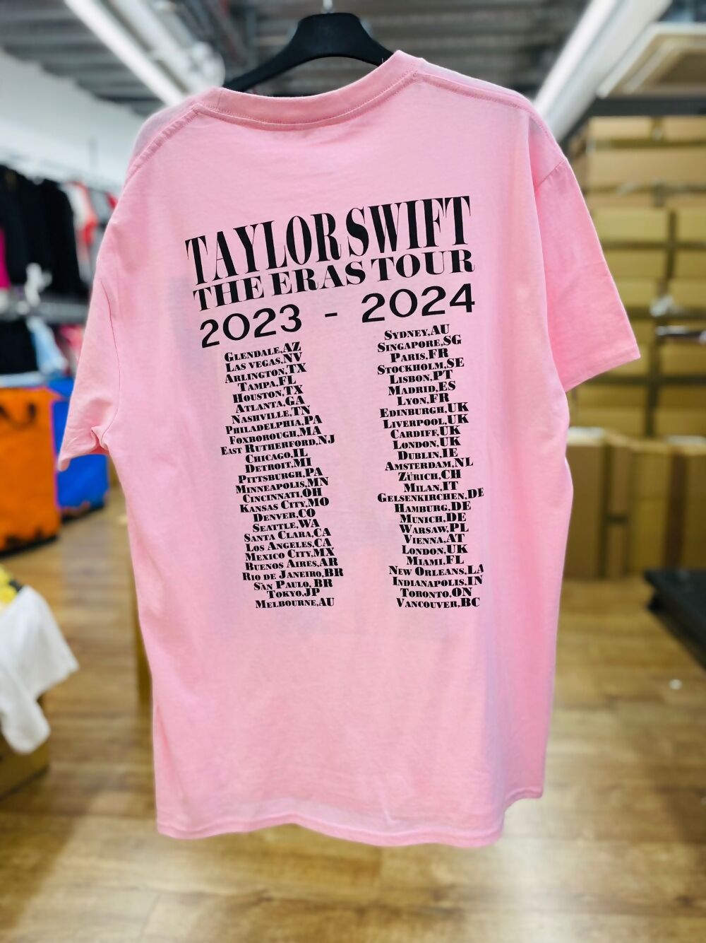 Pink Taylor Swift Print T-Shirt Fan Concert Eras