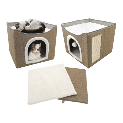 Folding Cat House Natural 40x40x34cm