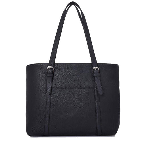 Doreen Buckle Strap Shopper Bag Black