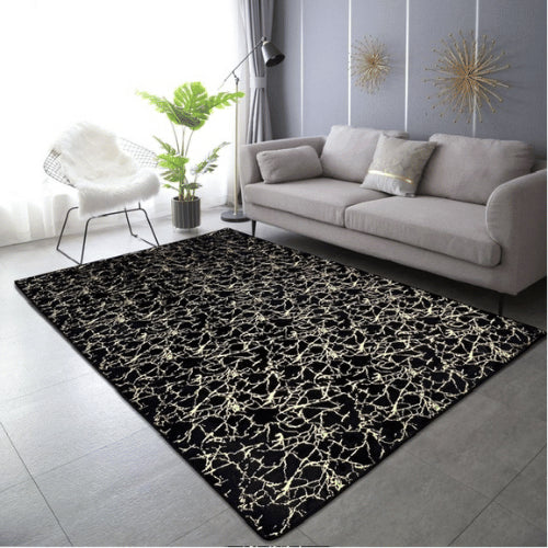 Classic Black Contemporary Metallic Design Rug