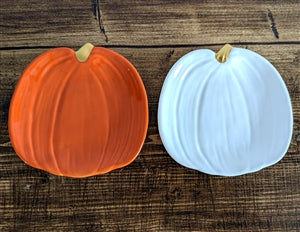 2asst Ceramic Pumpkin Plate & Trinket Dish 13cm