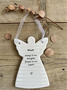 Ceramic Hanging Angel Message Remembrance Plaque 11cm - Mum