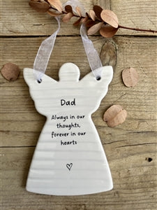 Ceramic Hanging Angel Message Remembrance Plaque 11cm - Dad