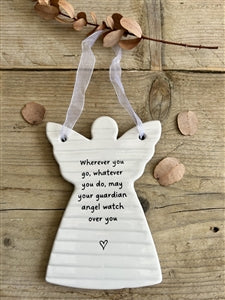 Ceramic Hanging Angel Message Plaque 11cm - Guardian Angel