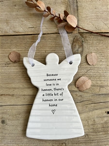 Ceramic Hanging Angel Message Plaque 11cm - Heaven