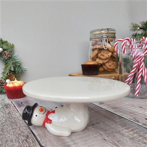 Ceramic Snowman 6-Inch Cake Plate 17cm - Painted