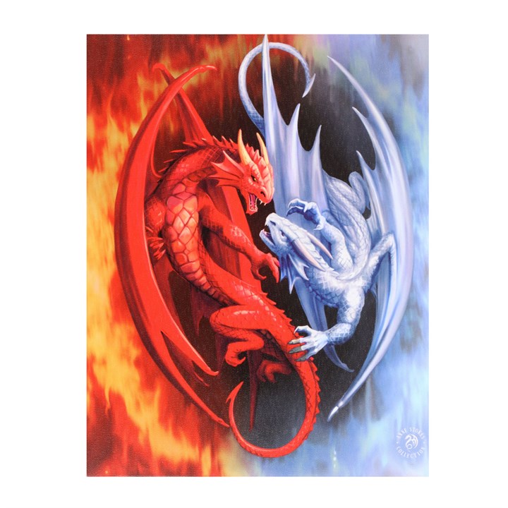 Fire and Ice Canvas Plaque by Anne Stokes