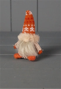 Fabric Gonk With Woolly Hat - Orange 11cm