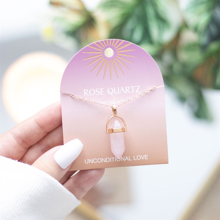 Rose Quartz Crystal Pendant Necklace