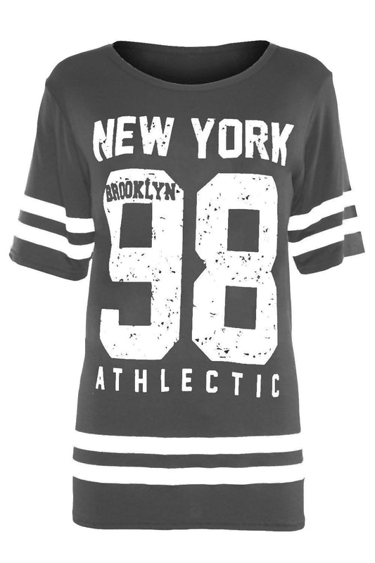 Plus Size Black New York 98 Oversize T-Shirt