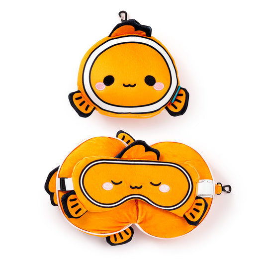 Relaxeazzz Travel Pillow &amp; Eye Mask - Finley the Clown Fish