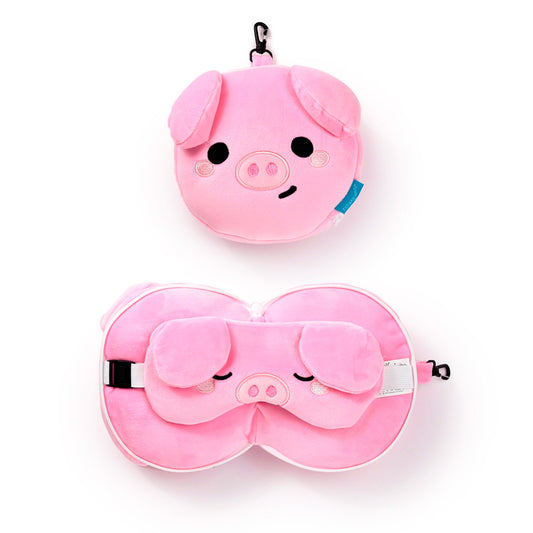 Relaxeazzz Travel Pillow & Eye Mask - Oliver the Pig