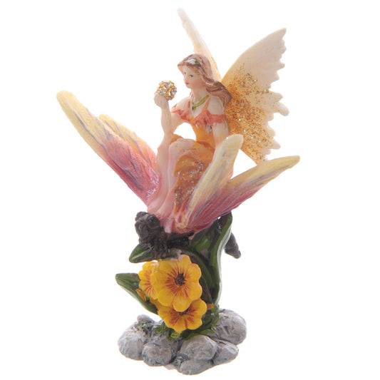 Cute Flower Fairy Riding Butterfly Figurine