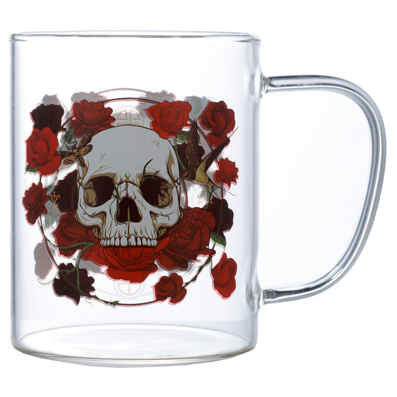 Glass Mug - Skulls &amp; Roses