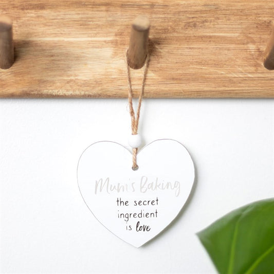 Mum's Baking Secret Ingredient Hanging Heart Sentiment Sign