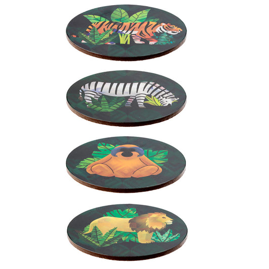 Set of 4 Cork Novelty Coasters - Animal Kingdom