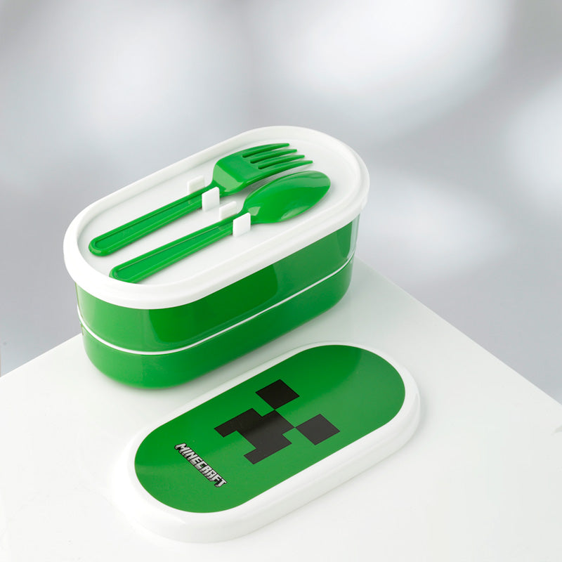 Bento Lunch Box with Fork &amp; Spoon - Minecraft Creeper