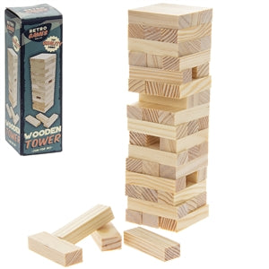 Retro Wooden Tower Block Game 16cm