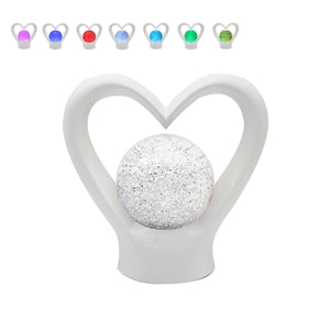 Heart LED Glitter Lamp - White 18 cm