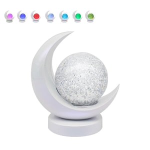 Crescent Moon LED Glitter Lamp - White 18cm