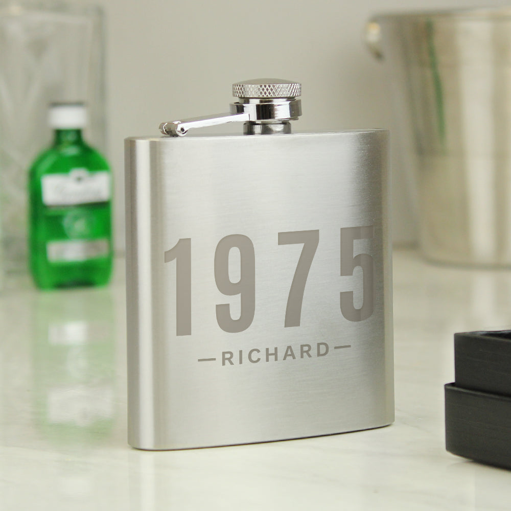 Personalised Date & Name Hip Flask