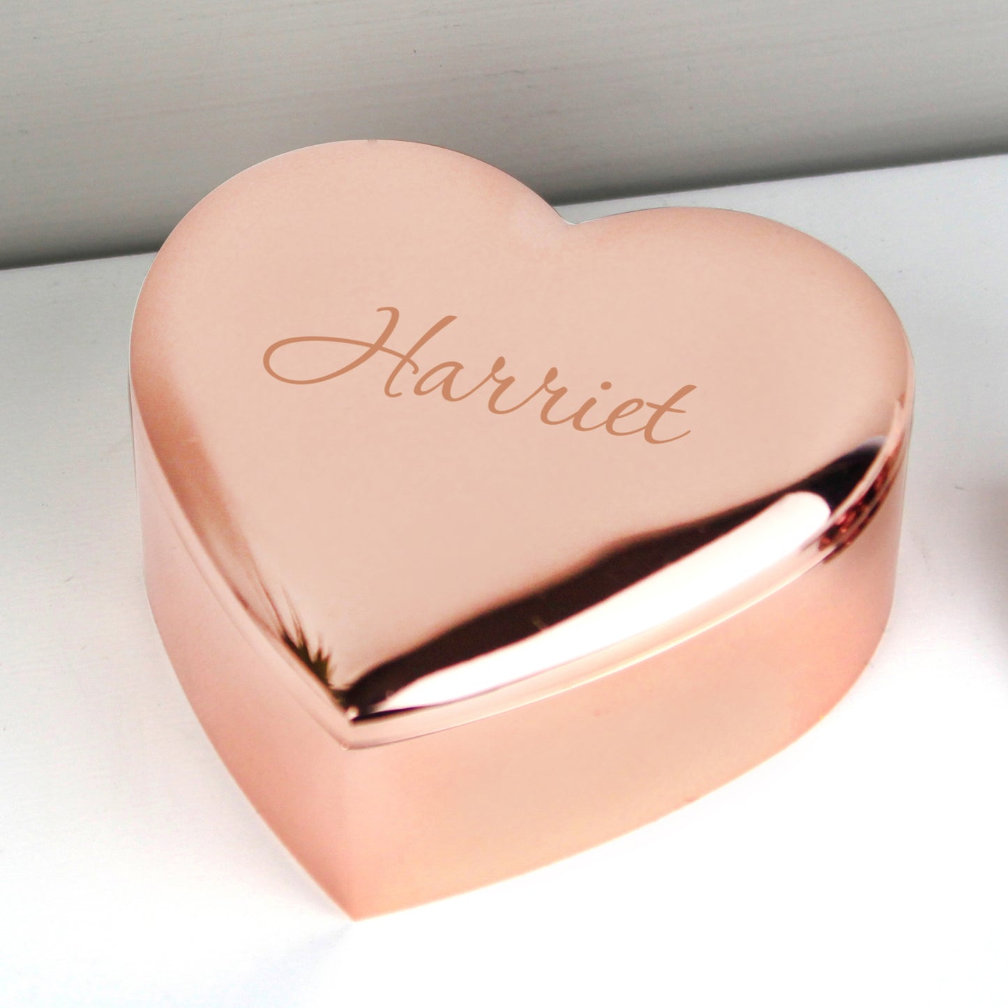 Personalised Name Only Heart Trinket Box Rose Gold