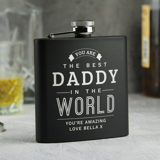 Personalised Best in The World Black Hip Flask