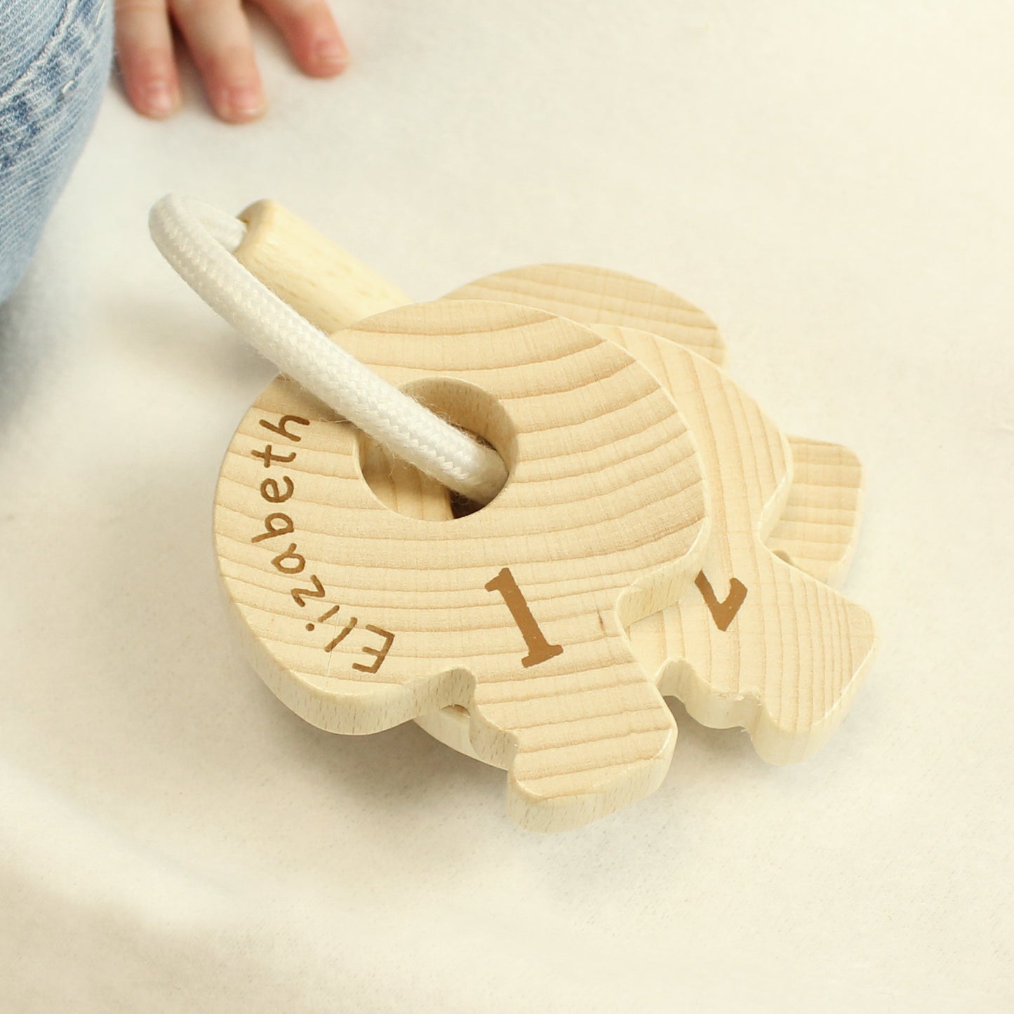 Personalised Name Only Wooden Baby Keys