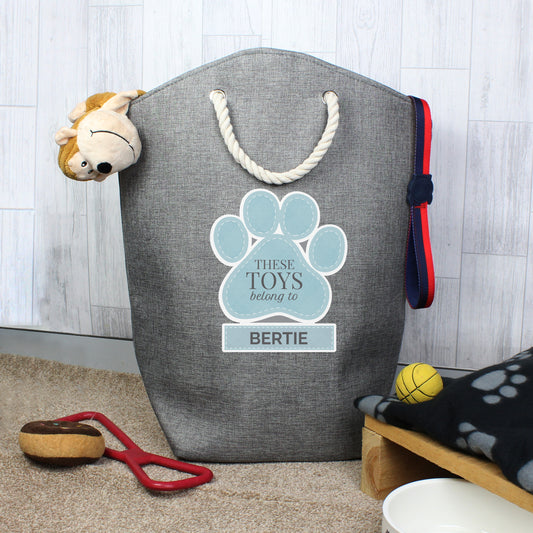 Personalised Blue Paw Print Storage Bag