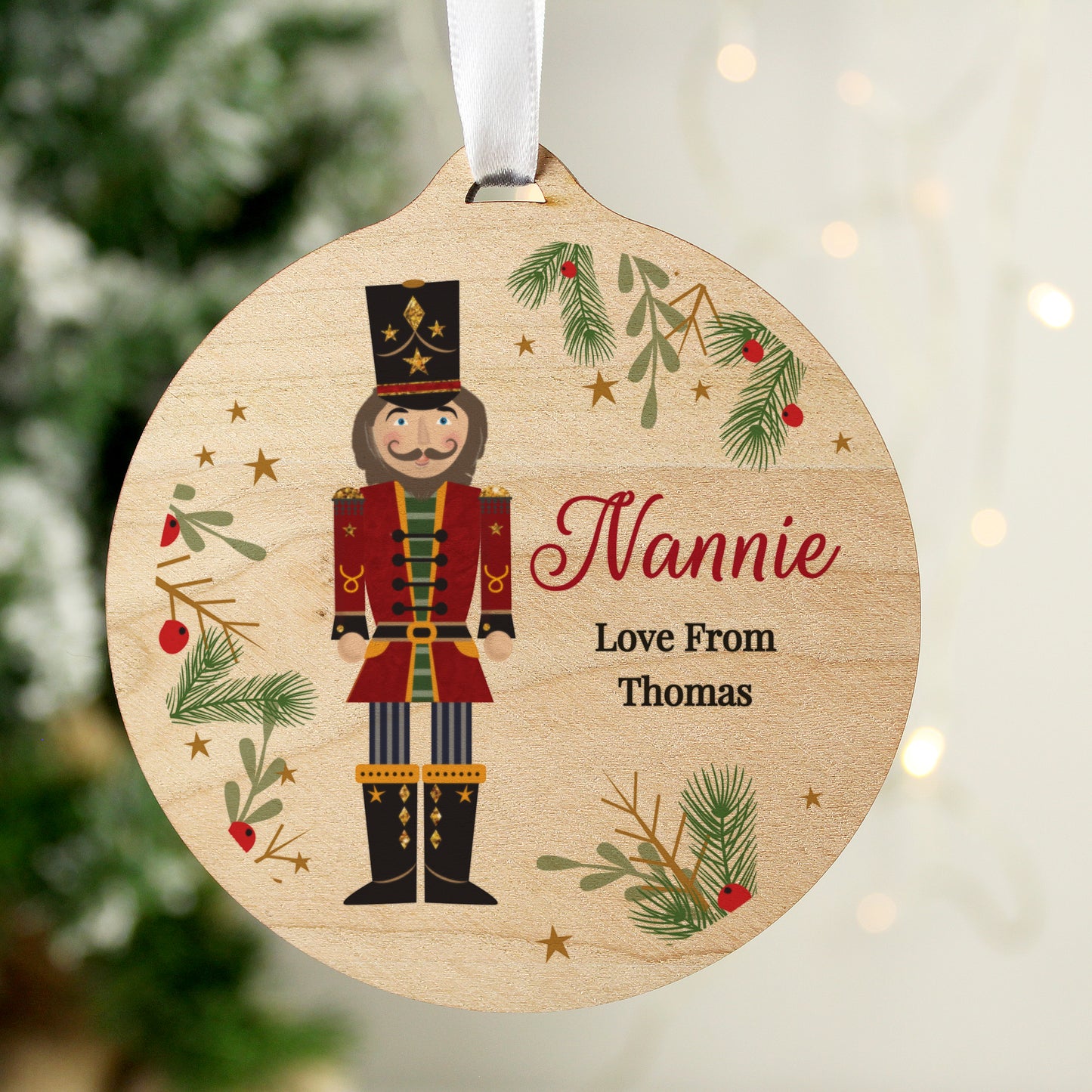 Personalised Christmas Nutcracker Wooden Bauble