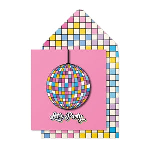 Lets Party Disco Ball Card