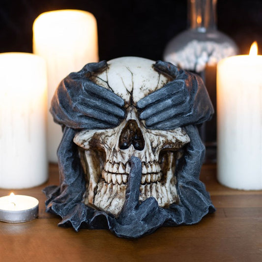 See Hear Speak No Evil Skull Ornament by Spiral Direct