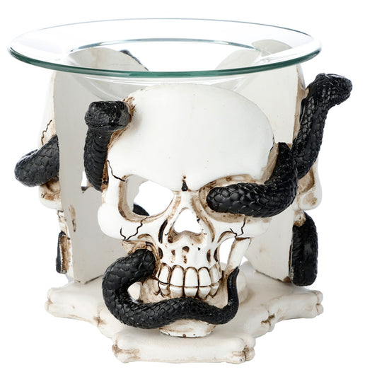 Skull and Serpent Resin Oil &amp; Wax Burner with Glass Dish