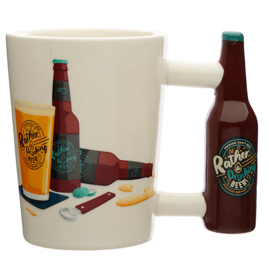 Ceramic Beer Bottle Shaped Handle Mug