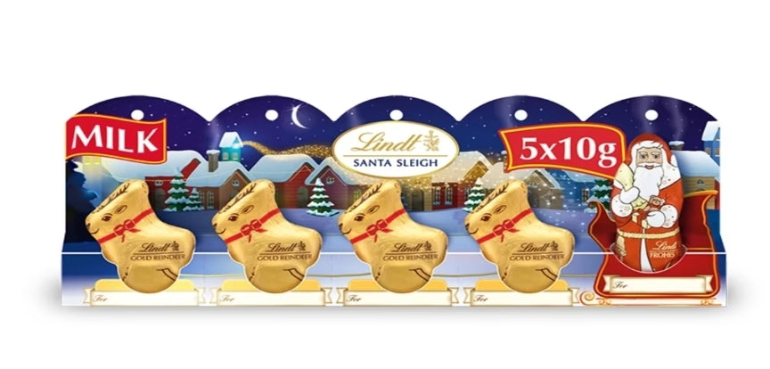 Lindt Santa Sleigh Christmas Milk Chocolates 5 Pieces 50g