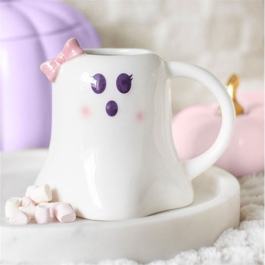 Miss Boo Ghost Shaped Mug with Bow