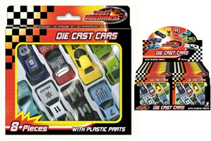 Collection of 8 Diecast Car Toys 17cm